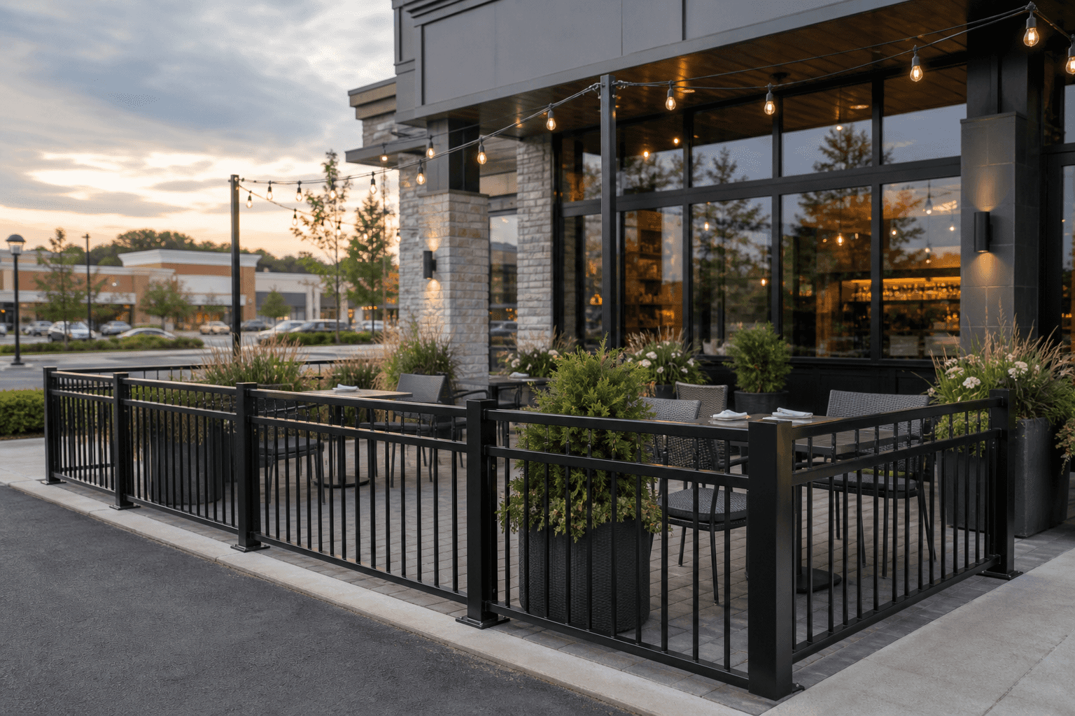 Commercial fencing securing a business property